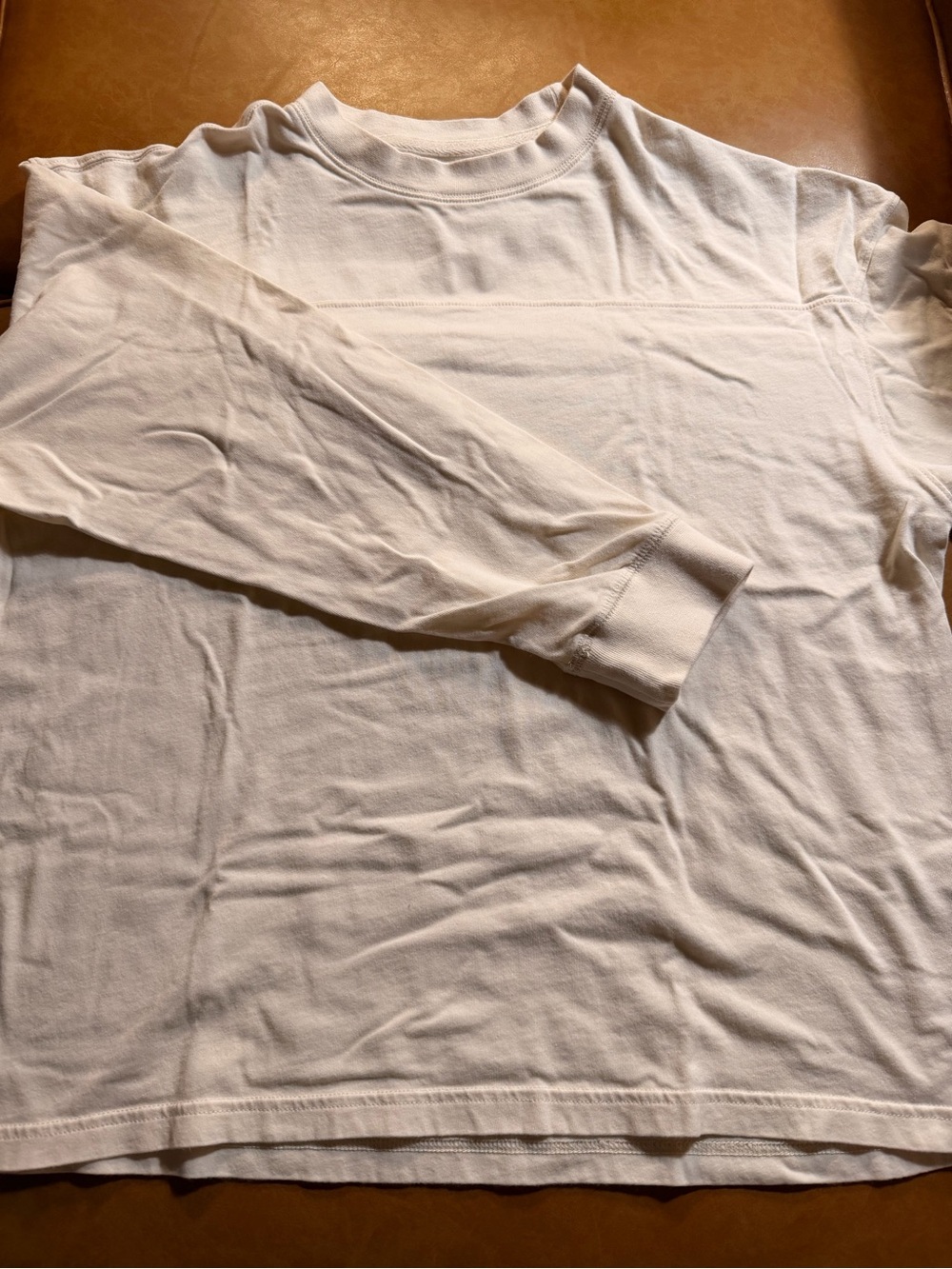American Eagle Men's Long-Sleeve Crewneck Shirt - Cream Off White